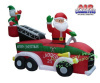 Santa In Fire Truck  With Snowman Christmas Inflatable